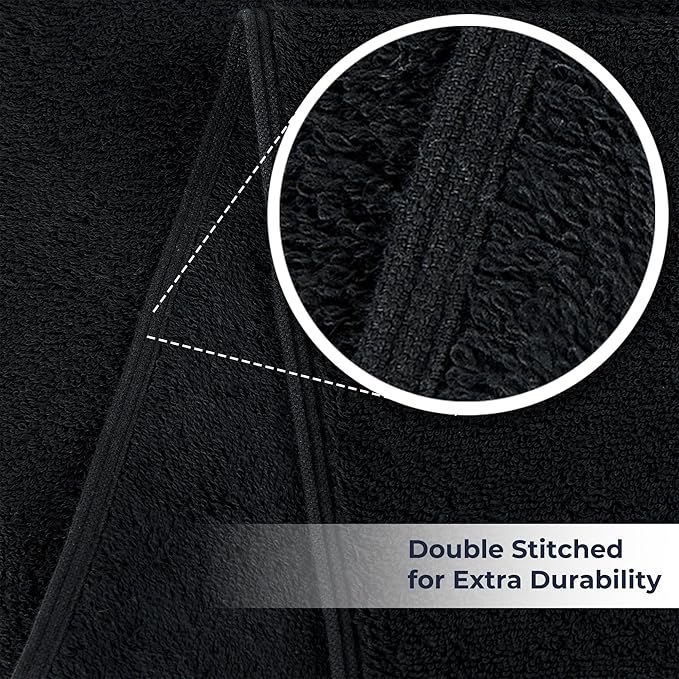 NUKURA 12’’ x 40’’, 450 GSM Gym Sweat Towel for Outdoor Workout, High Absorbent with Extra Softness, 100% Cotton Neck Towels, Black