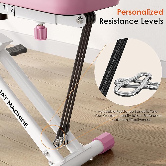 Squat Machine for Home Gym, Squat Rowing Machine with Adjustable Resistance and Optional Full Motion, Squat Assist Trainer for Glutes
