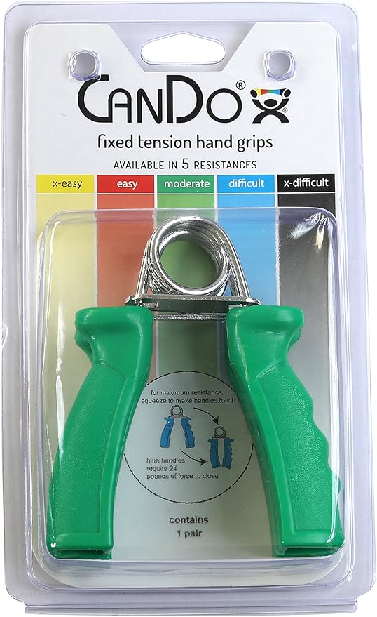 CanDo Hand Grip Exerciser Pair-Green, Medium (Pack of 2)