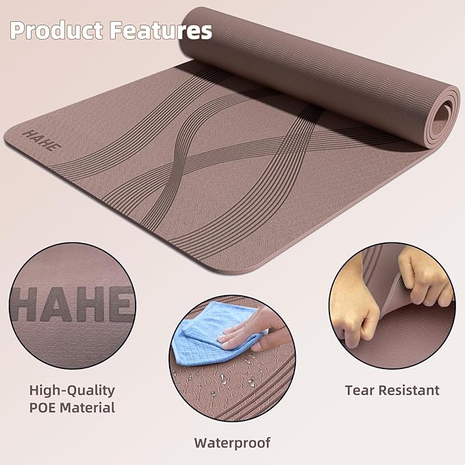 Yoga Mat High Density Exercise Mat, 76"x32"x0.27"Thick Wide & Large Yoga Mat for Women Men, Professional POE Workout Mat for Yoga, Pilates, Fitness & Stretching