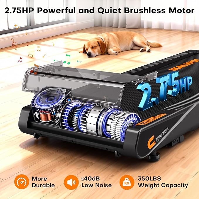 Walking Pad Treadmill with Speaker, 4-in-1 6.2MPH Treadmills for Home with App Compatible, Walking Pad with 10% Incline, LED Display, 2.75HP Brushless Drive, 350 LB Weight Capacity, 12 HIIT Programs