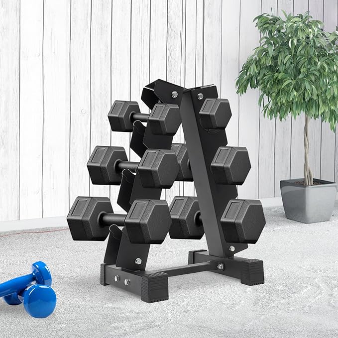 Dumbbell Rack Stand, 3 Tier Steel Dumbbell Holder 176 LBS Heavy Duty A-Frame Storage Rack Compact Weight Holder for Home Gym Fitness Storage
