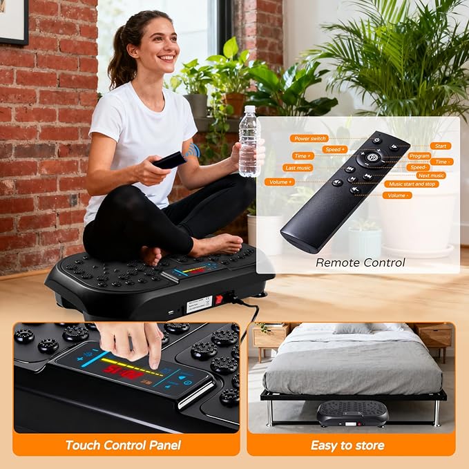 Vibration Plate Exercise Machine, Vibrating Plate for Lymphatic Drainage, Full Body Vibration Plate Fitness Platform Stand Board Shaker, Workout Vibrate Waver Sport Gym Gifts for Weight Loss Women Men