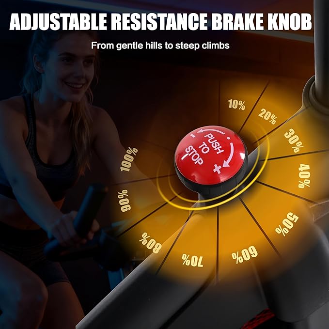 Exercise Bike Stationary Bike Indoor Cycling Bicycle for Home Gym Spinning Bike 300 lbs Weight Capacity Adjustable Seat/Handlebar for Office Cardio Workout