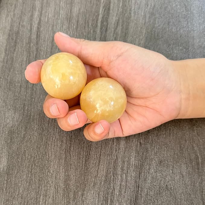 Marble Baoding Balls, Chinese Meditation Stress Relief Balls for Hand Therapy, Manual Massage Exercise,Beige,Small-1.38"