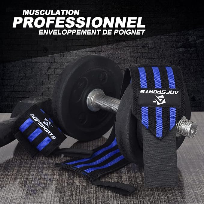 AQF Wrist Wraps for Weightlifting - USPA & IPL Approved 18" Gym Wrist Support with Thumb Loop - Heavy Duty Lifting Wrist Straps for Fitness, Workout, Powerlifting, & Bodybuilding (Pair)