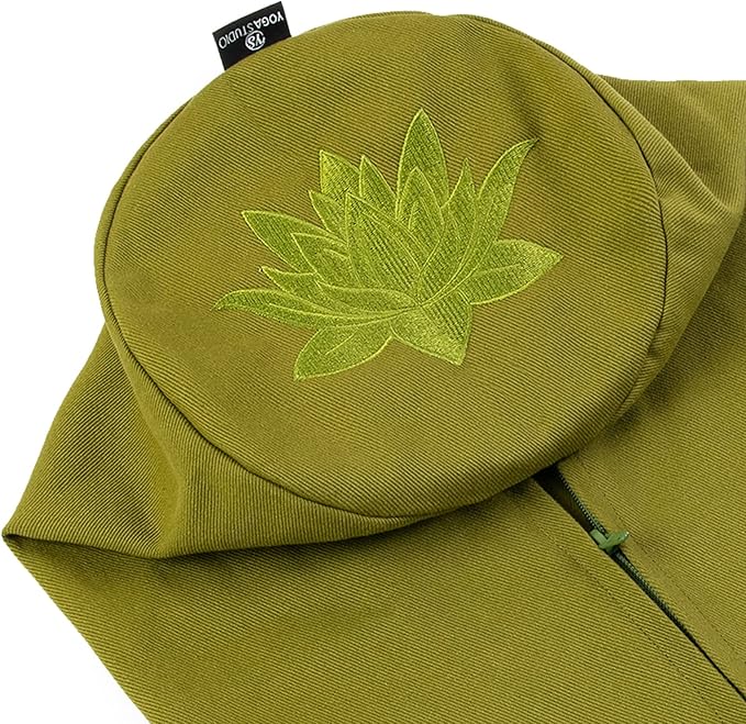 Yoga Studio Spare Organic Cotton Bolster Covers With Handle And Zipper (Olive Green)