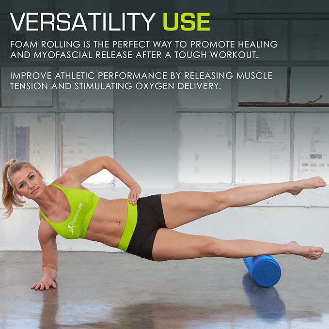 ProsourceFit High Density Foam Rollers Long, Firm Full Body Athletic Massage Tool for Back Stretching, Yoga, Pilates, Post Workout Muscle Recuperation