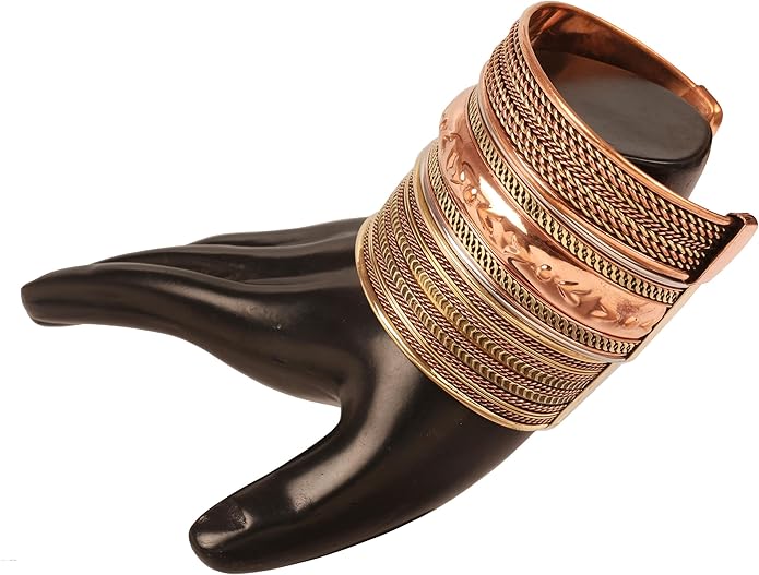Touchstone copper bracelets | gift for men women |adjustable 100% pure solid real magnetic jewelry | handmade bracelet set combo | rope braided tibetan bangles.