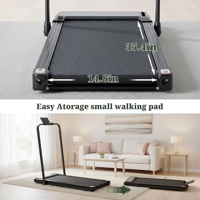 Walking Pad Treadmill, 3 in 1 Portable Under Desk Treadmills for Home Small Space, Quiet Compact Folding Treadmill with Remote Control, 320 LBS Capacity