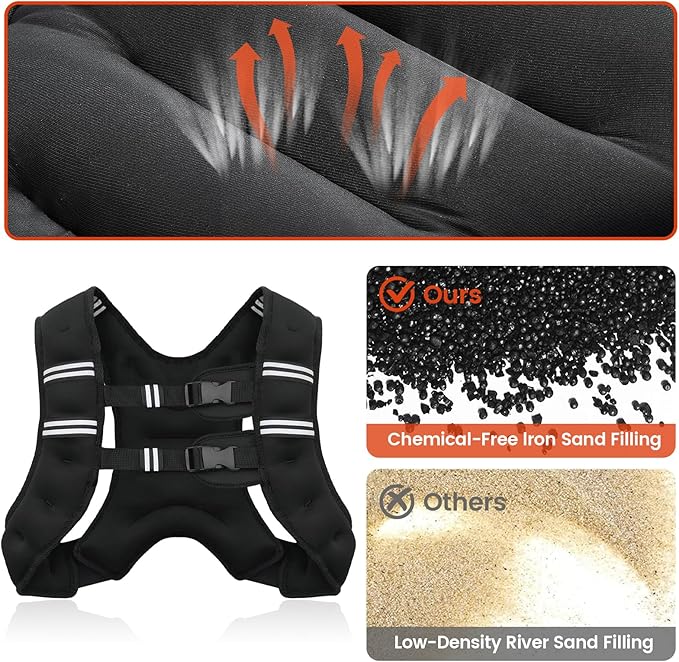 Weighted Vest, 6lb/8lb/10lb/12lb/16lb/20lb/25lb/30lb Weight Vest for Men Women, Body Weight Vests Adjustable with Reflective Stripe for Strength Training, Running, Workout, Jogging, Walking