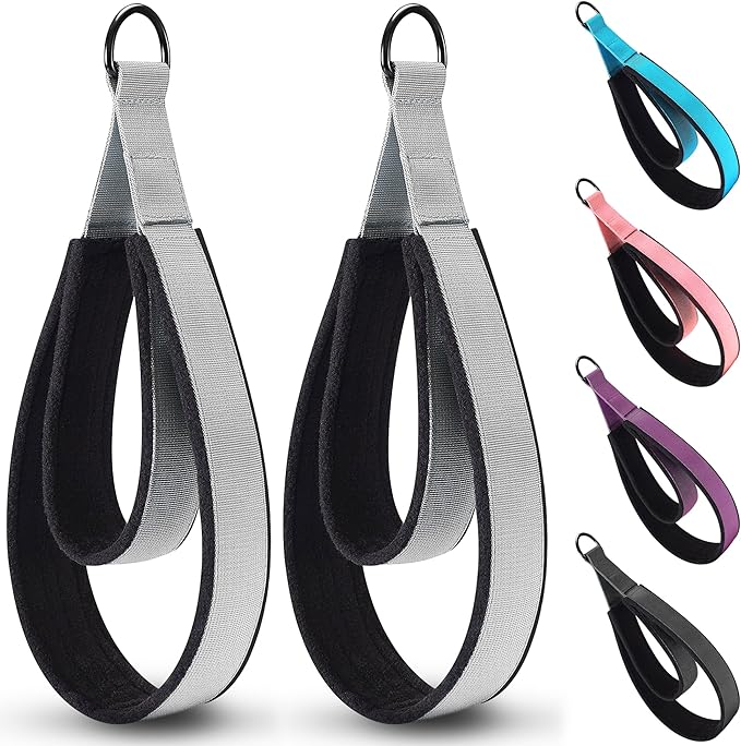 2PCS Comfortable Enhanced Thickness Pilates Double Loop Strap - D-Ring Strap for Home Gym & Yoga Workout Accessories