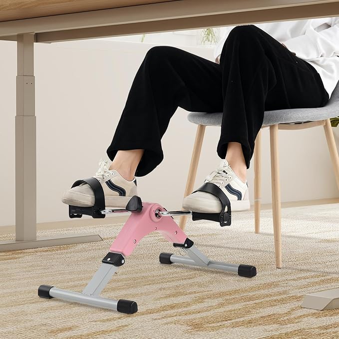 Goplus Folding Pedal Exerciser, Under Desk Mini Exercise Bike for Arm & Leg Workout, Portable Desk Bike Peddler Machine w/ Adjustable Resistance & LCD Display for Adults Seniors, Home & Office