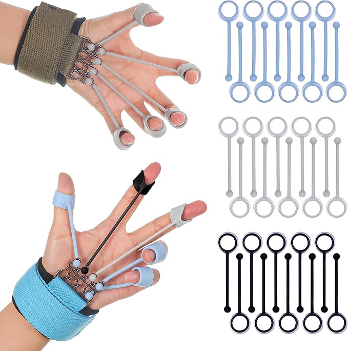 Finger Strengthener Band Exerciser Trainer ,Finger Resistance Band for Hand Grip Strength Forearm Stretching Rehabilitation Fitness Assist for Arthritis, Carpal Tunnel for Muscle Building and Injury Recovery.
