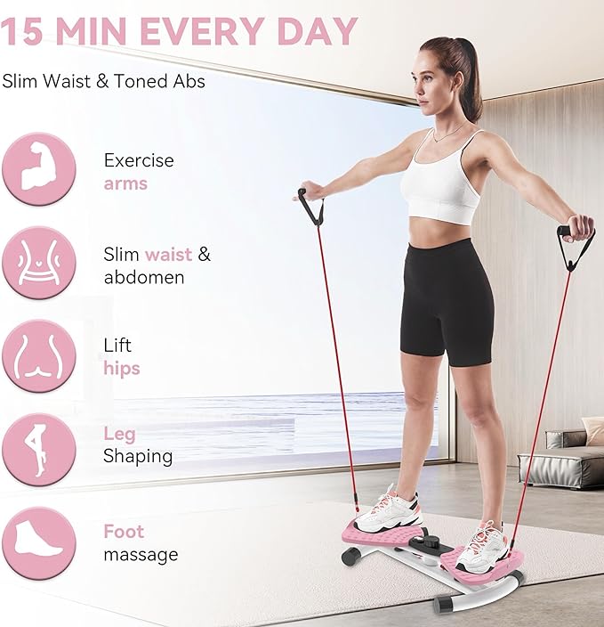 Twister, Adjustable Twisting Board for Women and Men, Home Gym Equipment Noiseless Twister, 330 lbs Load Capacity | Digital Display Tracks Time, Reps and Calories (Blue,Pink,Purple)