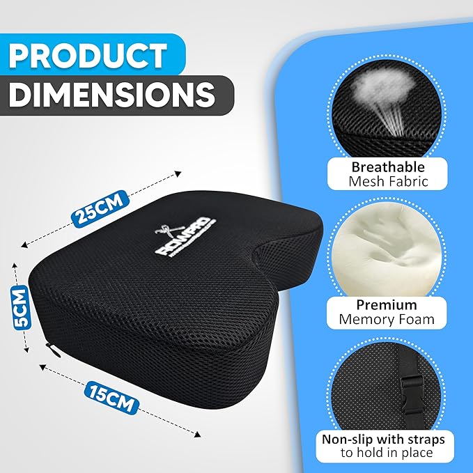 Memory Foam Rowing Machine Seat Cushion - Comfortable Seat Pad for Concept 2 - Ergonomic Concept 2 Rower Seat Cushion for Enhanced Support and Stability