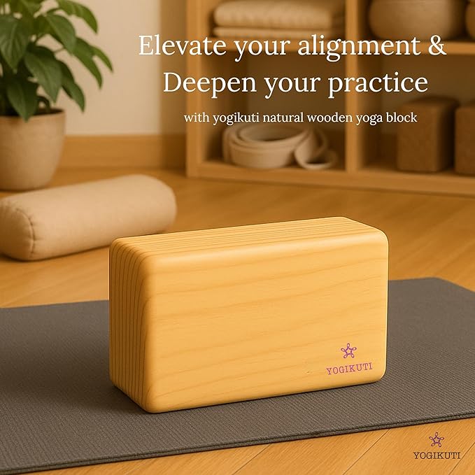 Original Wooden Yoga Block – Solid Hardwood Prop Inspired by Traditional Yoga Practice