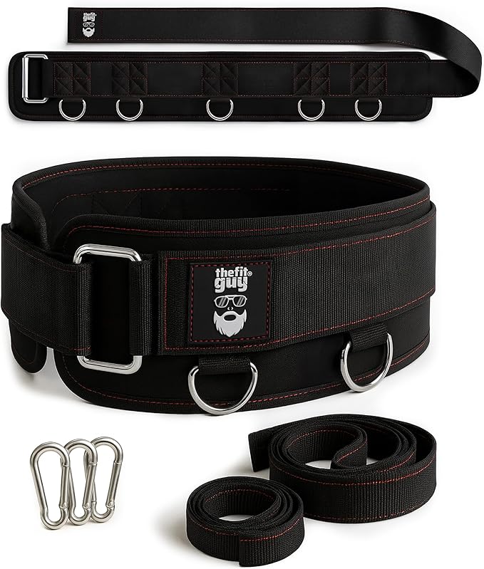 Multi-Attachment Belt for Cable Machine and Smart Home Gym Squats and Hip Thrusts, 5 Attachment Points for Optimal Weight Distribution, 2 Straps (40” & 27”) and 3 Metal Snap Hooks Included