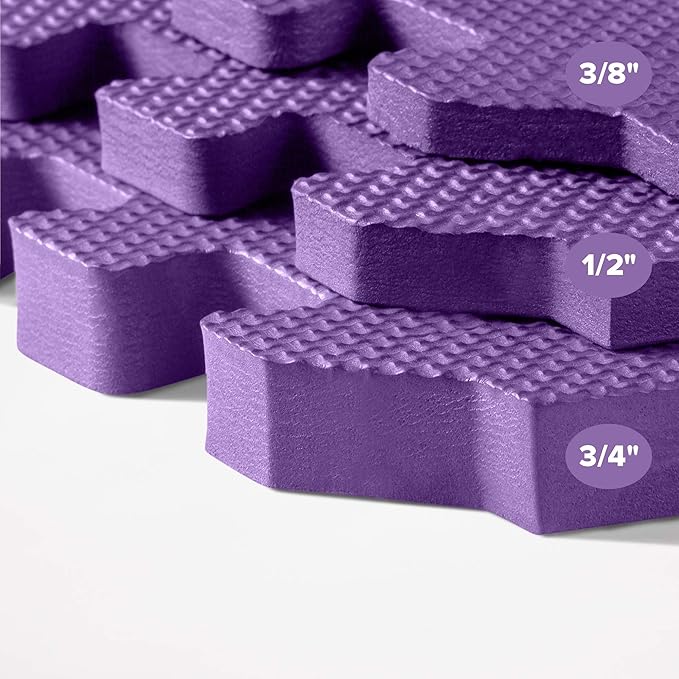 We Sell Mats 3/8" Thick Multipurpose EVA Foam Exercise Floor Mat, Interlocking Tiles, Anti-Fatigue for Home or Gym