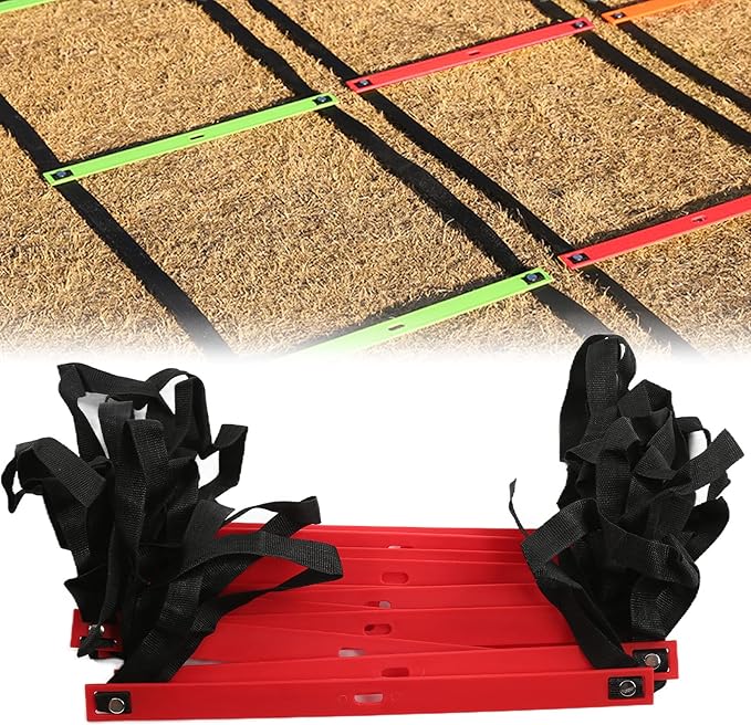 Fixed Agility Ladder for Football Training, Speed Rope Ladder with 12 Rungs, Bright Color Footwork Ladder for Soccer Drills, 6M Durable PP Sports Ladder for Team and