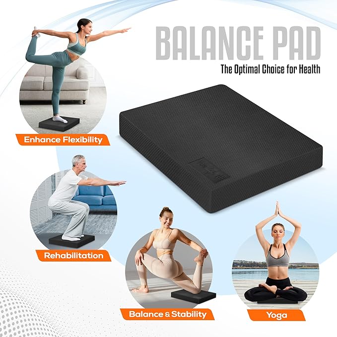 Yes4All Balance Pad, Nonslip TPE Foam Balance Pad with Upgraded Sizes - L, XL, XXL Balance Mat for Fitness, Yoga & Stability Training - Multicolor Options