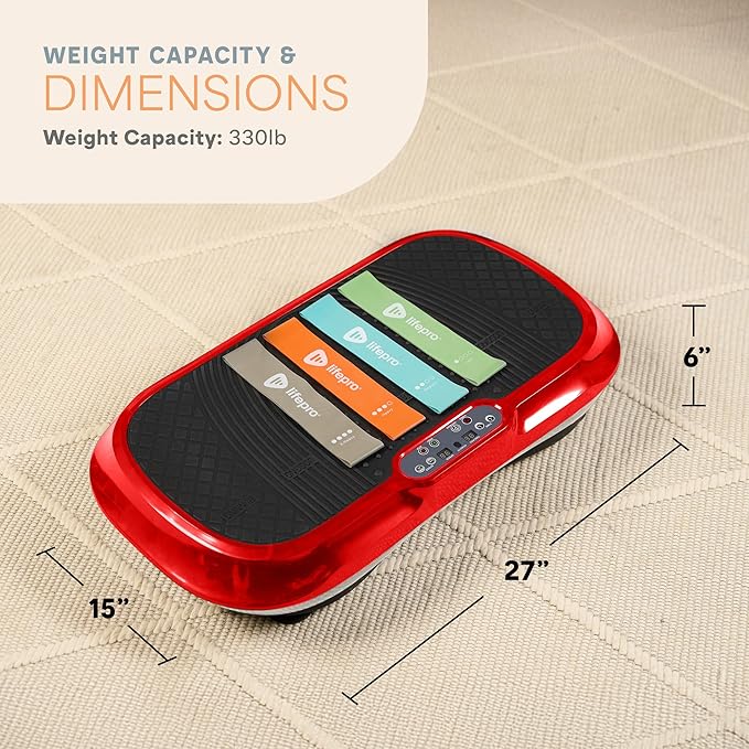Lifepro Waver Vibration Plate Exercise Machine for Lymphatic Drainage, Muscle Activation, Full-Body Workout Vibrating Platform with Loop Bands, Fitness Equipment for Strength Toning & Fat Loss