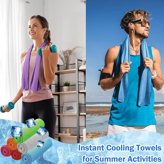 90Pack Cooling Towels for Neck and Face (40"x12"), Ice Microfiber Cooling Towels Bulk for Workout Cooling Neck Wraps Sweat Towels for Gym Yoga Golf Running Sport