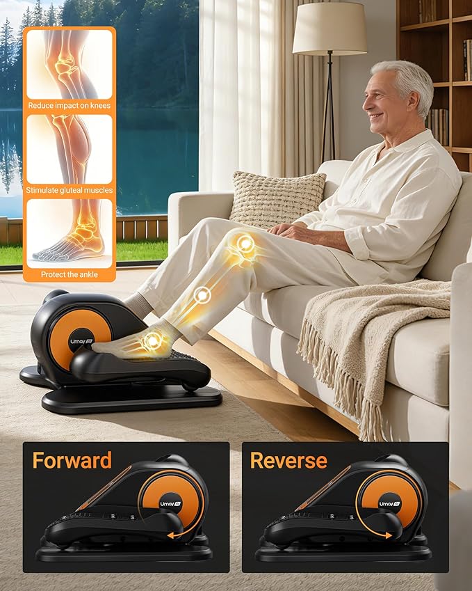 Under Desk Elliptical Machine, Electric Leg Exerciser for Seniors, Quiet & Portable Electric Seated Eclipse Exercise Training Machine with Remote, 12 Speeds & Mute Function, Manual & Auto Mode