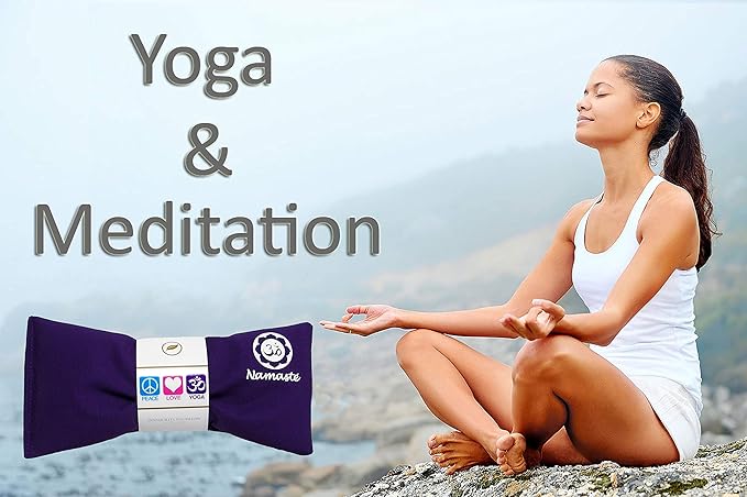 Lavender Eye Pillows - Yoga Eye Pillows Namaste Hot Cold Aromatherapy for Stress, Meditation, Spa, Relaxation Gifts - Made in USA Set of 4 - Turquoise Cotton