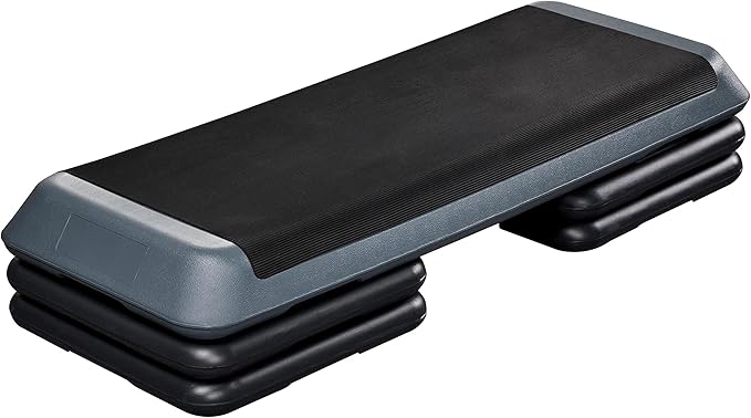 Yaheetech Aerobic Stepper, 4-6-8in Height-Adjustable Aerobic Exercise Step Platform Health Club Size w/Risers & Non-Slip Surface & Non-Marking Feet for Home Gym Workout & Training