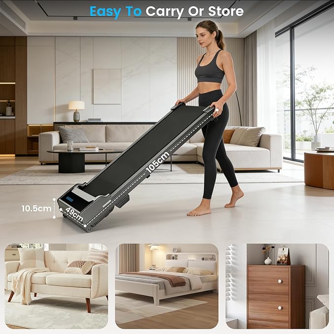 Walking Pad Treadmill for Home - Under Desk Walk Pads with Remote Control Mini Running Portable Electric Machine Adjustable Slim Compact with 0.6-4.0MPH Max up 220 Lbs Modes for Office Small Spaces