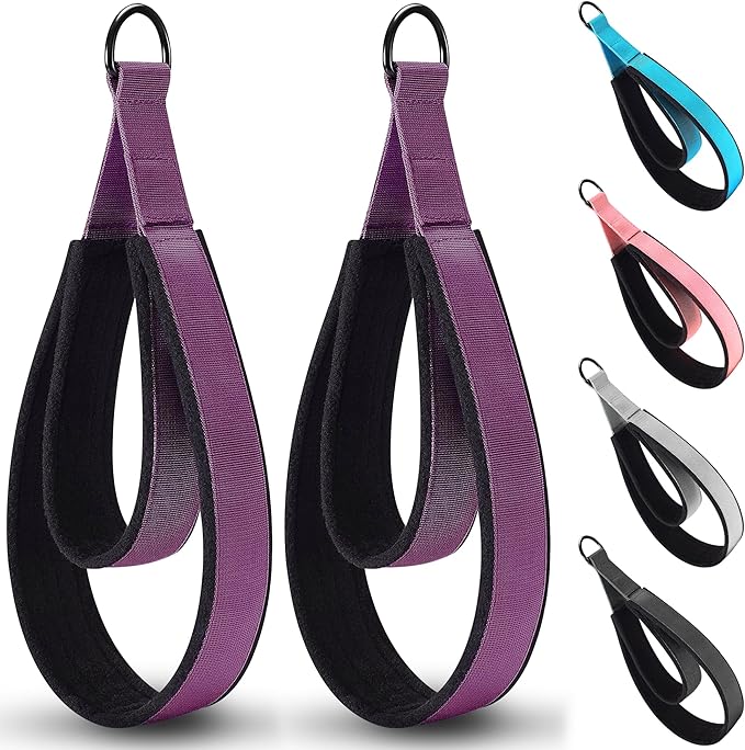 2PCS Comfortable Enhanced Thickness Pilates Double Loop Strap - D-Ring Strap for Home Gym & Yoga Workout Accessories