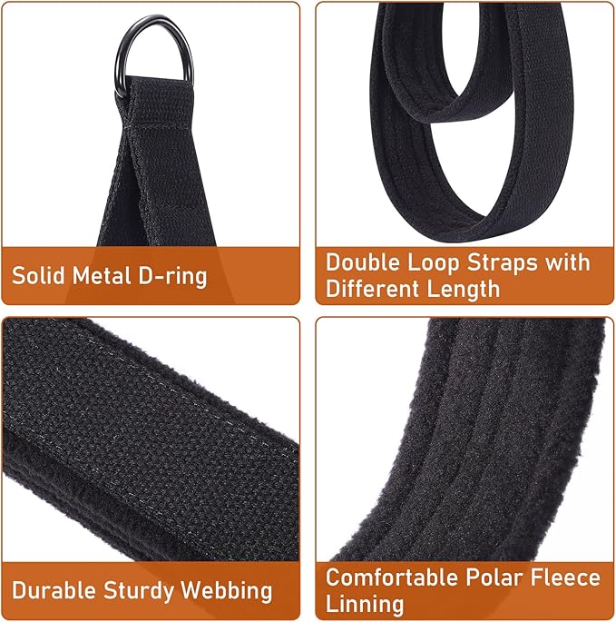 TOBWOLF Pilates Straps - Double Loop D-Ring Straps for Reformer, Padded, Home Gym Workout