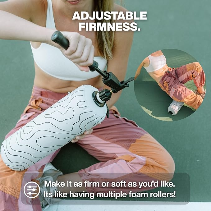 Inflatable Travel Foam Roller - Adjustable Firmness, Ultra-Portable for Physical Therapy and Deep Tissue Muscle Recovery (Topo Gray, 15")
