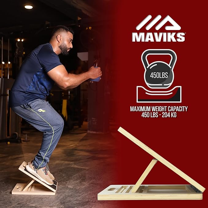 Professional Adjustable Calf Stretcher Slant Board for Squats for Ankle and Achilles Stretching, Posture Wooden Slant Board for Calf Stretching, Squat Wedge for Physical therapy & Exercise