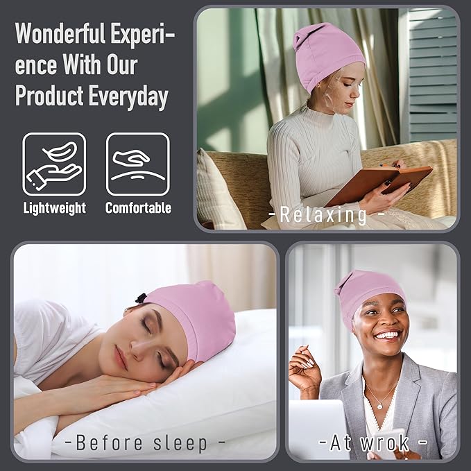 Castor Oil Pack Wrap for Head,Elastic and Reusable Hat Organic Cotton for Women Sleeping,Double Waterproof Layers Castor Oil Packs Kit for Thinning, Balding, Dry and Damaged Hair M(Oil Not Included)
