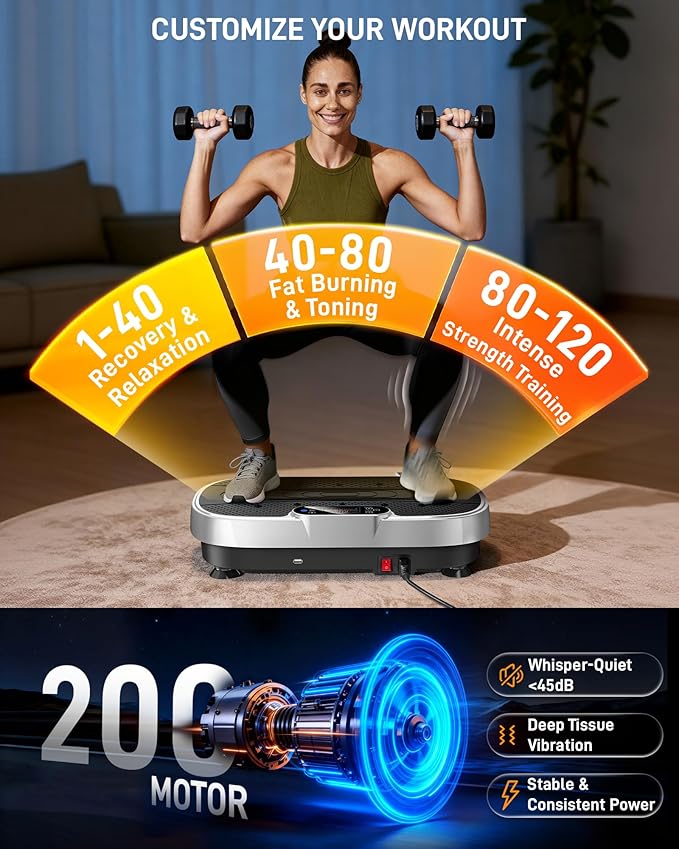 Vibration Plate Exercise Platform with Loop Bands + Renoj FlexSlide 32oz Insulated Stainless Steel Tumbler (White) – Full Body Workout & Recovery Set
