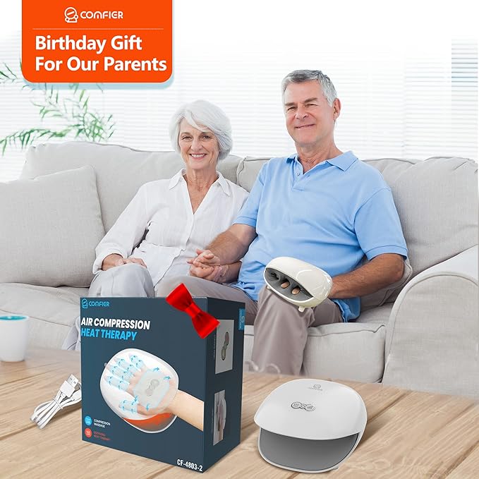 COMFIER Hand Massager for Arthritis and Carpal Tunnel,Wireless Hand Massager with Heat & Compression,3 Levels Heating,Rechargeable Massager Machine,Christmas Gifts for Women