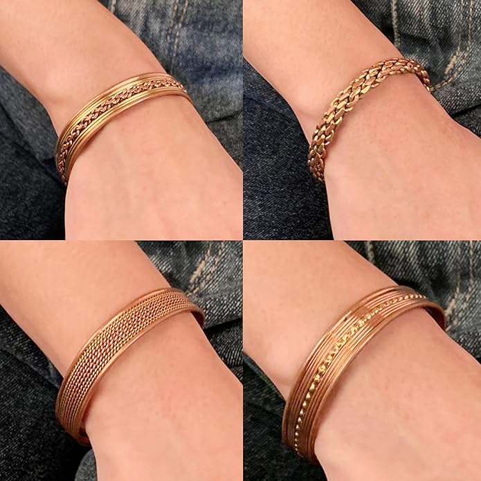 Touchstone copper bracelets | gift for men women |adjustable 100% pure solid real magnetic jewelry | handmade bracelet set combo | rope braided tibetan bangles.
