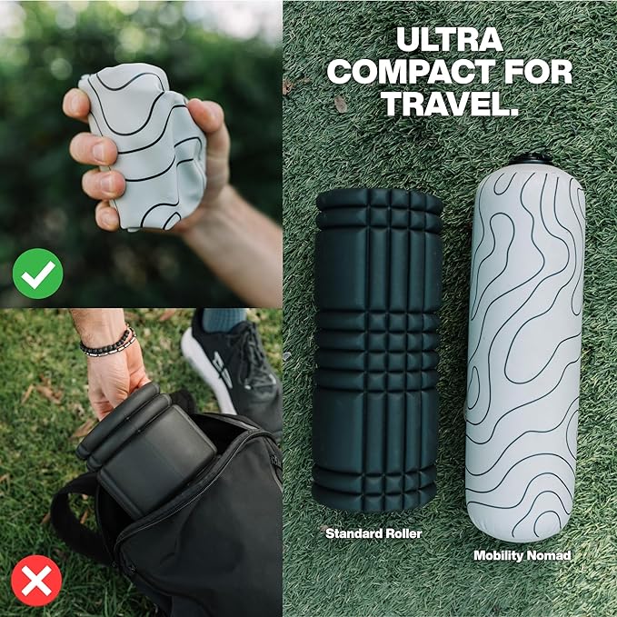 Inflatable Travel Foam Roller - Adjustable Firmness, Ultra-Portable for Physical Therapy and Deep Tissue Muscle Recovery (Topo Gray, 15")
