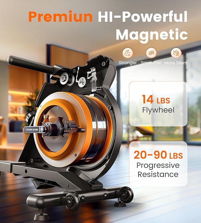 YOSUDA Magnetic/Water Rowing Machine for Home - Rower Machine Use with Bluetooth, App Supported, Rowing Machine for Beginners to Athletes, Comfortable Seat Cushion