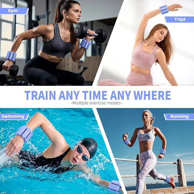 Wrist Weights, Silicone Adjustable Ankle Weights for Women Men - Strengthen Arms and Legs Ideal for for Home Gym Workout, Running, Yoga, Pilates, Barre, Exercise, Strength Training