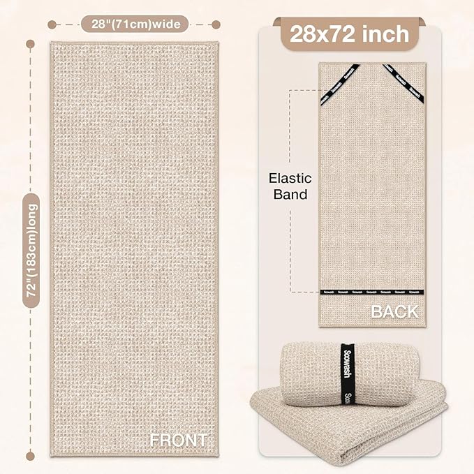 Hot Yoga Towel,Microfiber Yoga Mat Towels Non Slip for Hot Yoga Absorbent Microfiber Sweat Anti-Slip Cover,Bikram,Pilates,Exercise,Fitness 28 inch X 72 inch Beige 2 Pack