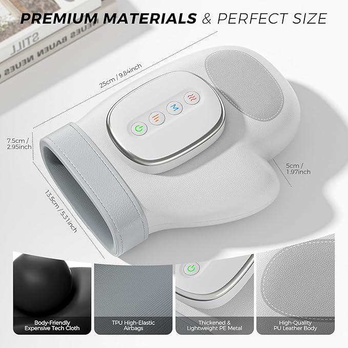 WUX Hand Massager with Heat Compression Relief, 3 Massage 4 Temperatures 5 Compression Models Therapy Glove, Arthritis & Wrist Carpal Tunnel Muscles Pressure Point Therapy, Ideal Gifts for Women/Men