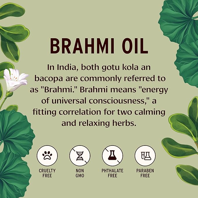 Banyan Botanicals Brahmi Oil with Sesame – Organic Ayurvedic Massage Oil with Gotu Kola and Bacopa ­­– Calming Massage Oil for Focus & Relaxation – 24 oz – Non GMO Sustainably Sourced Abhyanga Oil