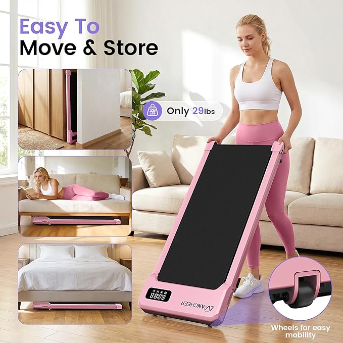 Small Walking Pad Treadmill with Incline - Under Desk Treadmills with Vibration Plate, 2.5HP Compact Portable Walking Pads with Handle Bar for Home Small Spaces, Office, Remote Control & LED Display