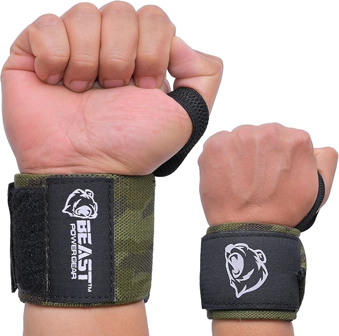 Beast Power Gear Wrist Wraps for Weightlifting 18” Premium Quality Wrist Support for Bodybuilding Heavy Duty Thumb Loop Powerlifting, Strength Training for Men and Women