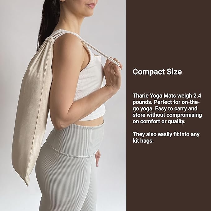 Tharie Hand-Woven Organic Cotton Yoga Mat, Washable & Good Grip, Standalone or as Topper, 70 x 196 cm, Made in India