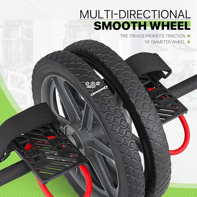 Ab Roller Wheel with Non-Slip Handle, Home Gym Fitness Equipment for Abdominal Core Workout, Ab Roller for Men & Women, Supports Up to 330 lbs, Black