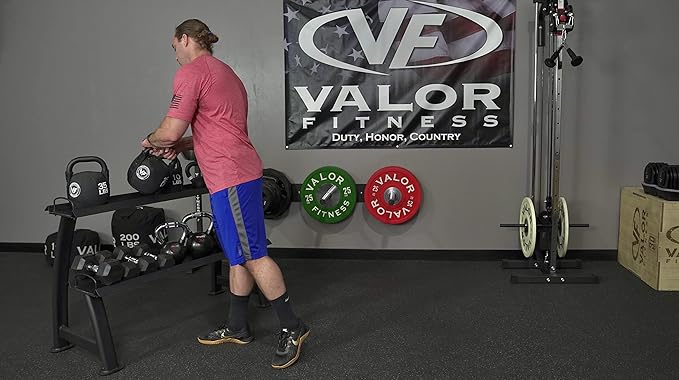 Valor Fitness 2-Tier Kettlebell Storage Rack – Heavy Duty Weight Holder, Organize Gym Equipment, 600 lb Max Weight Capacity for Dumbbells, Kettlebells & Fitness Gear